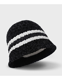 Fashion Black Black Striped Chenille Fisherman Hat