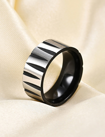 Fashion Between Black Titanium Steel Tapered Colorful Brushed Ring