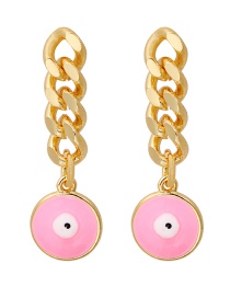 Fashion Pink Copper Twisted Oil Drop Round Eye Stud Earrings