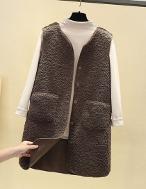 Fashion Dark Brown Fur Pocket Vest