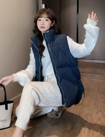 Fashion Navy Stand-up Collar Down Vest