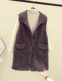 Fashion Dark Brown Lamb Fur And Fur Vest