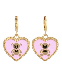 Fashion Pink Alloy Drip Oil Love Bear Earrings