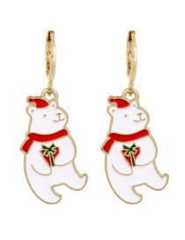 Fashion White Alloy Dripping Christmas Bear Earrings