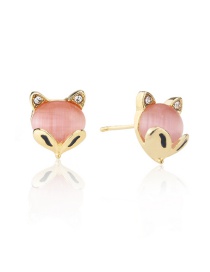 Fashion Pink Gold-plated Copper Fox Earrings
