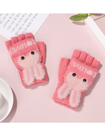 Fashion Peach Flour Imitation Mink Velvet Bunny Clamshell Gloves