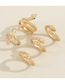 Fashion Gold Alloy Geometric Serpentine Ring Set