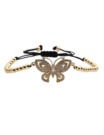 Fashion Cb00279cx+copper Bead Black Rope Copper Inlaid Zirconium Butterfly Pull Bracelet