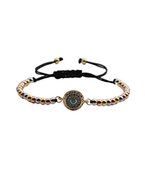 Fashion Cb00269yh+ Mixed Color Bead Chain Gold-plated Copper And Diamond Eye Palm Bracelet