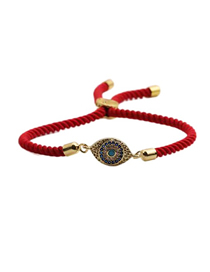 Fashion Cb00268yh+red String Gold-plated Copper And Diamond Eye Palm Bracelet