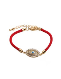Fashion Cb00266cx+red String Gold-plated Copper And Diamond Eye Palm Bracelet