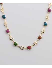 Fashion D Geometric Crystal Flower Tassel Necklace