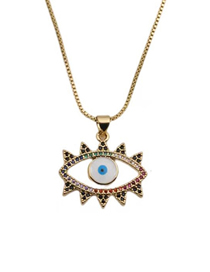 Fashion D Copper Inlaid Zirconium Eye Necklace