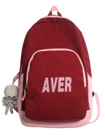 Fashion Red + Gray Skull Pendant Nylon Large Capacity Backpack