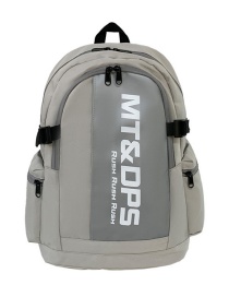 Fashion Grey Letter Print Large Capacity Backpack