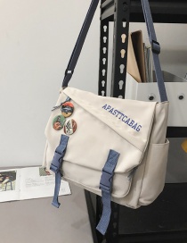 Fashion White With Badge Large-capacity Multifunctional Functional Messenger Bag