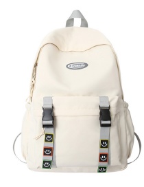 Fashion White Large Capacity Backpack With Nylon Belt Buckle