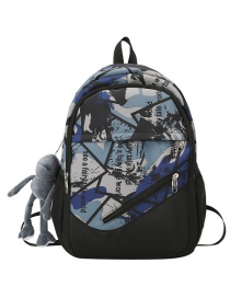 Fashion Dark Blue Single Bag Nylon Print Large Capacity Backpack