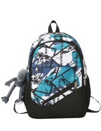 Fashion Blue+grey Frog Nylon Print Large Capacity Backpack