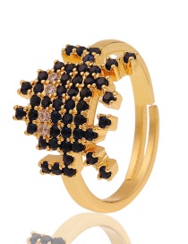 Fashion Black Zirconium Geometric Copper Inlaid Zirconium Ring