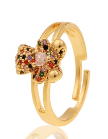 Fashion Color Zirconium Gold-plated Copper And Zirconium Love Bear Ring