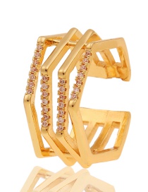 Fashion White Copper Inlaid Colorful Zirconium Geometric Multilayer Ring