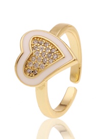 Fashion White Copper Inlaid Zirconium Drop Oil Love Ring