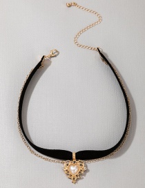 Fashion Gold Alloy Diamond Pearl Love Necklace