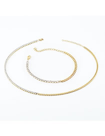 Fashion Suit Stainless Steel Cuban Chain Diamond Necklace Bracelet Set