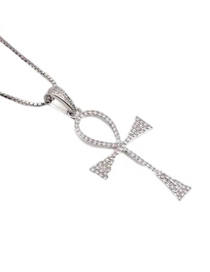 Fashion White Gold Copper Inlaid Zirconium Cross Necklace