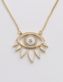 Fashion White Copper And Gold-plated Oil Dripping Eye Necklace