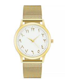 Fashion Gold Alloy Mars Text Band Watch