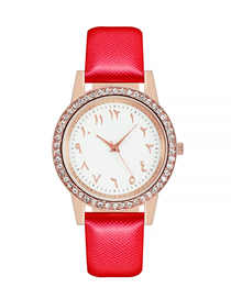 Fashion Red Martian Leather Belt Wrist Watch