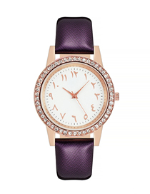 Fashion Purple Martian Leather Belt Wrist Watch