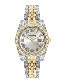 Fashion White Geometric Watch With Titanium Steel Diamond Strap