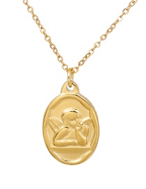 Fashion Gold Titanium Steel Round Angel Necklace