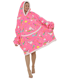 Fashion Rainbow Horse Winter Clothes Geometric Print Lamb Velvet Pullover Hooded Pajamas