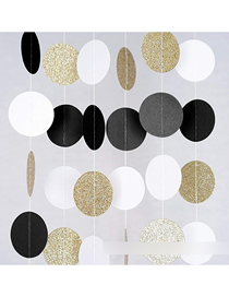 Fashion Golden White Black Disc 2 Meters Round Piece Of Paper Pull Flag String Flag Ornament