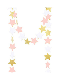 Fashion Gold White Powder Stars 2 Meters Star Paper Pull Flag String Flag Ornament
