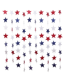 Fashion Red White And Blue Stars 2 Meters Star Paper Pull Flag String Flag Ornament