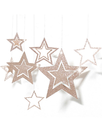 Fashion Set Of 7 Hollow Star Champagne Gold Hollow Star Ornaments 7 Pcs
