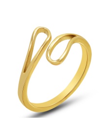 Fashion Gold Titanium Steel Gold-plated Geometric Hollow Open Ring
