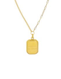 Fashion Gold Titanium Steel Letter Square Necklace
