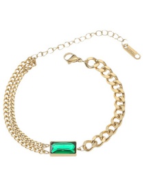 Fashion Green Diamond Bracelet Titanium Steel Square Emerald Bracelet