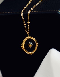 Fashion Gold Titanium Steel Eight-pointed Star Necklace