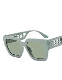 Fashion Green Frame Green Sheet Square Letter Cutout Sunglasses