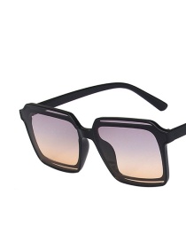 Fashion Upper Gray And Lower Orange Large Square Frame Hollow Sunglasses