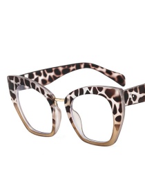Fashion Leopard On Top And Tea On Bottom Cat Eye Big Frame Rice Nail Flat Mirror