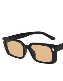 Fashion Bright Black Tea Rice Nail Square Sunglasses