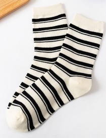 Fashion Stripe Smiley Embroidered Cotton Tube Socks
